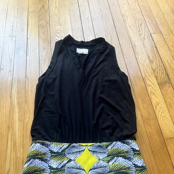 ARTELIER Nicole Miller Size 8 Black Yellow White Geometric Blouson Pencil Dress - Picture 4 of 13